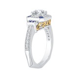 Shah Luxury 14K Two-Tone Gold Round Diamond and Sapphire Engagement Ring (Semi-Mount) photo 3