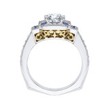Shah Luxury 14K Two-Tone Gold Round Diamond and Sapphire Engagement Ring (Semi-Mount) photo 4