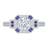 Shah Luxury 14K Two-Tone Gold Round Diamond and Sapphire Engagement Ring (Semi-Mount) photo
