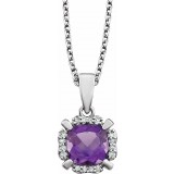 14K White Amethyst & .05 CTW Diamond 18 Necklace photo