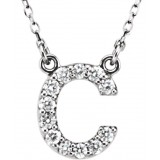 14K White Initial C 1/8 CTW Diamond 16 Necklace photo