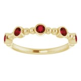 14K Yellow Stackable Mozambique Garnet Bead Ring photo 3