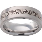 Serinium Pipe Cut Band with Sterling Silver Mokume Gane Shakudo Inlay photo