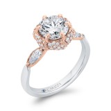 Shah Luxury 14K Two-Tone Gold Round Diamond Engagement Ring with Milgrain (Semi-Mount) photo 2