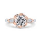 Shah Luxury 14K Two-Tone Gold Round Diamond Engagement Ring with Milgrain (Semi-Mount) photo