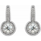 14K White 5/8 CTW Diamond Milgrain Halo-Style Dangle Earrings photo 2