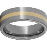Rugged Tungsten  8mm Pipe Cut Band with a 2mm 14K Yellow Gold Inlay photo
