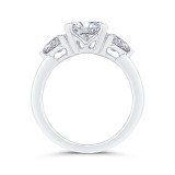 Shah Luxury 14K White Gold Three Stone Engagement Ring Center Round with Trillion sides Diamond photo 4