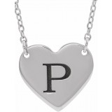 14K White Engravable 12x11 mm  Heart 16-18 Necklace photo 3