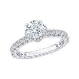 Shah Luxury Round Diamond Engagement Ring In 14K White Gold (Semi-Mount) photo 2
