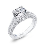 Shah Luxury 14K White Gold Round Cut Diamond 1/2 Run Engagement Ring (With Center) photo 2