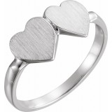 14K White 13.8x7 mm Double Heart Signet Ring photo