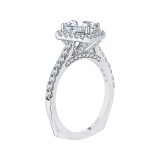 Shah Luxury Emerald Cut Diamond Halo Engagement Ring In 14K White Gold (Semi-Mount) photo 2