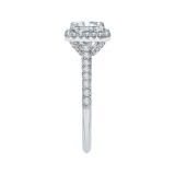 Shah Luxury Emerald Cut Diamond Halo Engagement Ring In 14K White Gold (Semi-Mount) photo 3