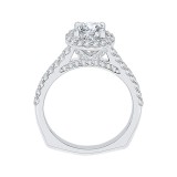 Shah Luxury Emerald Cut Diamond Halo Engagement Ring In 14K White Gold (Semi-Mount) photo 4