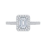 Shah Luxury Emerald Cut Diamond Halo Engagement Ring In 14K White Gold (Semi-Mount) photo