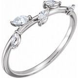 14K White 1/4 CTW Diamond Leaf Ring photo