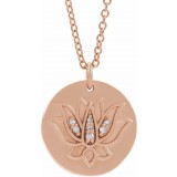 14K Rose .025 CTW Diamond Lotus 16-18 Necklace photo