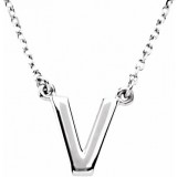 14K White Block Initial V 16 Necklace photo