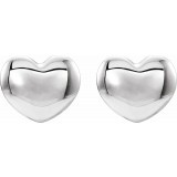 14K White 5.9x5.4 mm Youth Puffed Heart Earrings photo 2