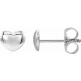 14K White 5.9x5.4 mm Youth Puffed Heart Earrings photo