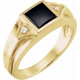 14K Yellow Onyx & .04 CTW Diamond Bezel-Set Ring photo