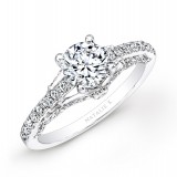 18k White Gold Prong Bezel Set White Diamond Engagement Ring photo