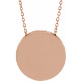 14K Rose 17 mm Engravable Scroll Disc 16-18 Necklace photo