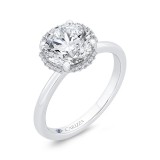 Shah Luxury 14K White Gold Round Cut Diamond Engagement Ring (With Center) photo 2