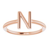 14K Rose Initial N Ring photo 3