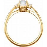 14K Yellow Rainbow Moonstone & .06 CTW Diamond Ring photo 2