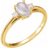 14K Yellow Rainbow Moonstone & .06 CTW Diamond Ring photo