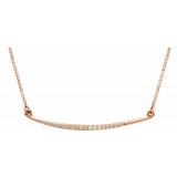 14K Rose 1/8 CTW Diamond Curved Bar 16 Necklace photo