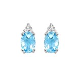 Gems One 10Kt White Gold Diamond (1/20Ctw) & Blue Topaz (5/8 Ctw) Earring photo