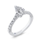 Shah Luxury 14K White Gold Pear Diamond Engagement Ring (Semi-Mount) photo 2