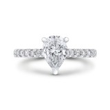 Shah Luxury 14K White Gold Pear Diamond Engagement Ring (Semi-Mount) photo