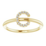 14K Yellow .05 CTW Diamond Initial C Ring photo 3