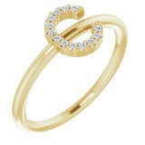 14K Yellow .05 CTW Diamond Initial C Ring photo