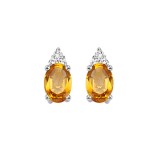 Gems One 10Kt White Gold Diamond (1/20Ctw) & Citrine (5/8 Ctw) Earring photo