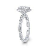 Shah Luxury 14K White Gold Emerald Cut Diamond Halo Engagement Ring (Semi-Mount) photo 3