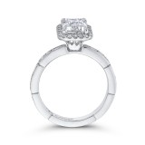 Shah Luxury 14K White Gold Emerald Cut Diamond Halo Engagement Ring (Semi-Mount) photo 4
