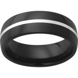 Black Diamond Ceramic Domed Band with 1mm Sterling Silver Inlay photo