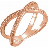 14K Rose Beaded Criss-Cross Ring photo