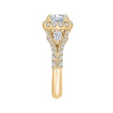 Shah Luxury 14K Yellow Gold Cushion Diamond Halo Engagement Ring with Split Shank (Semi-Mount) photo 2