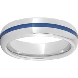 Serinium Domed Band with a 1mm Thin Blue Line Inlay photo