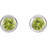 14K White 4 mm Round Genuine Peridot Birthstone Earrings photo 2