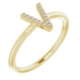 14K Yellow .04 CTW Diamond Initial V Ring photo