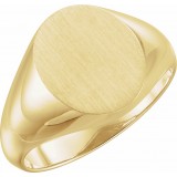 14K Yellow 14x12 mm Oval Signet Ring photo