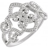 14K White Granulated Ring photo