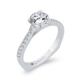 Shah Luxury 14K White Gold Diamond Engagement Ring with Euro Shank (Semi-Mount) photo 2